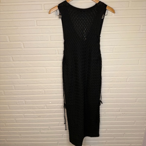 Blu Waves Black Crocheted Sleeveless Maxi Cover up Dress, Women’s Size Small - Picture 6 of 7